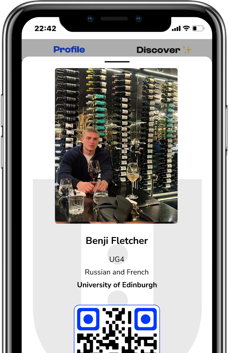 Uni-Chat ID profile on a phone screen