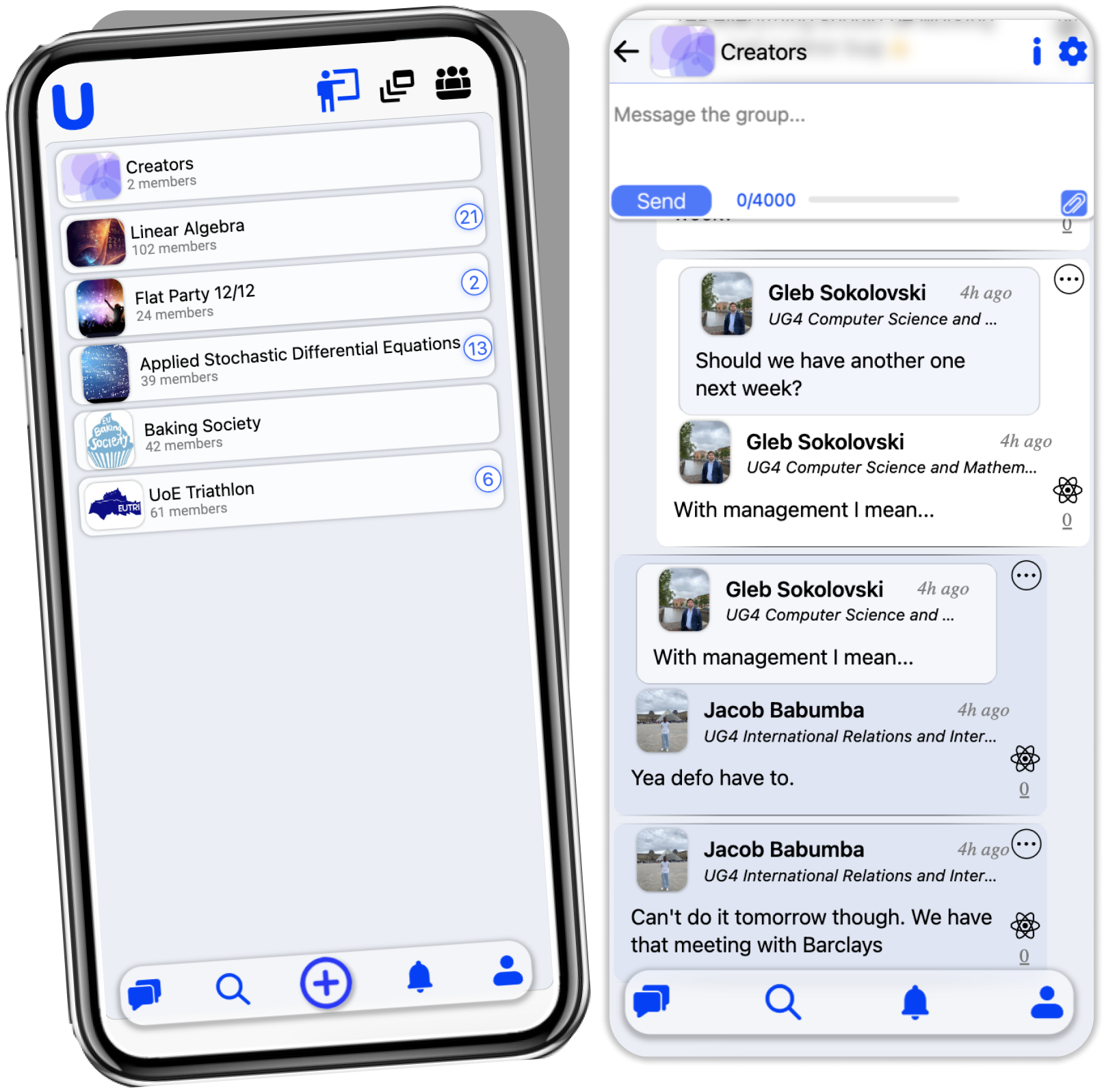 Group-chats on Uni-Chat platform for university students